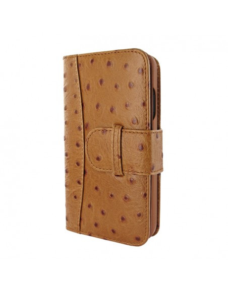 Piel Frama 854 Tan Ostrich WalletMagnum Leather Case for Apple iPhone 12 / iPhone 12 Pro